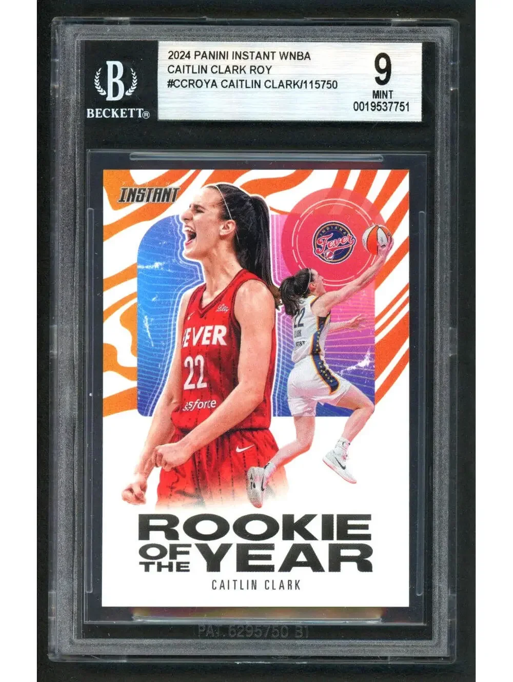 2024 Panini Instant #CCROY-A Caitlin Clark  Rookie of the Year ROY (RC) BGS 9 - Picture 3 of 4